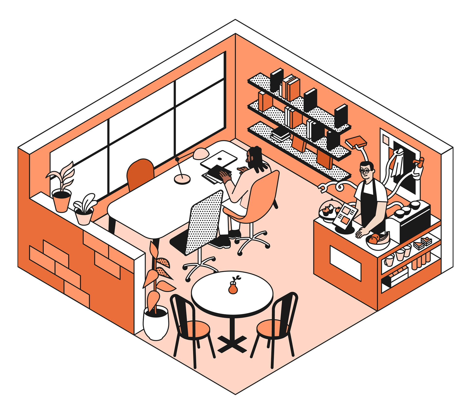 Interior de la cafetería